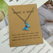 Load image into Gallery viewer, Korean Blue Gradient Butterfly Necklace for Women Girls Silver Color Butterflies Pendant Choker Necklaces Jewelry Gift
