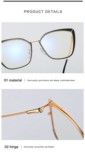 Clear Glasses Frame Computer Cell Phone Women Cat Eye Anti Blue Light Metal Eyewear Blocking Glasses Optical Spectacle Eyeglass
