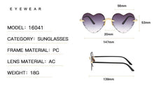 Carica l'immagine nel visualizzatore di Gallery, Ladies Heart Shaped Sunglasses metal Women Brand Designer Fashion Rimless Gradient Sun Glasses Oculos UV400