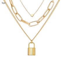 Carica l&#39;immagine nel visualizzatore di Gallery, Punk Chain with Lock Necklace for Women Men Padlock Pendant Necklace 2020 Statement Gothic Cool Collier Femme Fashion Jewelry