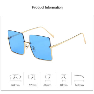 New Fashion Lady Oversize Half Frame Occhiali da sole quadrati in metallo Occhiali da donna di lusso oculos de sol feminino Occhiali da sole 