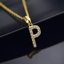 Carica l&#39;immagine nel visualizzatore di Gallery, Cubic Zircon Alphabet Pendants Gold Silver Color Copper Mini A-Z Letter Pendant Necklace Shinning 26 Initial Collares Jewelry