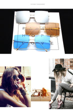 Load image into Gallery viewer, 2022 New Fashion Lady Oversize Half Frame Metal Square Sunglasses Women Luxury Eyewear oculos de sol feminino Sun Glasses UV400