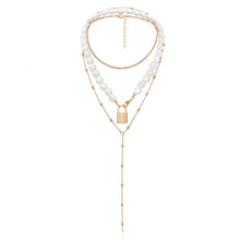 Carica l&#39;immagine nel visualizzatore di Gallery, Punk Multi Layered Pearl Choker Necklace Collar Statement Virgin Mary Coin Crystal Pendant Necklace Women Jewelry