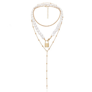 Punk Multi Layered Pearl Choker Necklace Collar Statement Virgin Mary Coin Crystal Pendant Necklace Women Jewelry