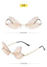Carica l'immagine nel visualizzatore di Gallery, 2022 New Fashion Dragonfly Occhiali da sole Donna Uomo Brand Design Senza montatura Wave Eyewear Occhiali da sole stretti di tendenza di lusso