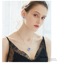 Load image into Gallery viewer, Women Silver Color Necklace Embellished with Crystals from Swarovski Necklace Angel Wings Heart Pendant Valentines Gift