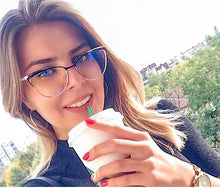 Load image into Gallery viewer, Ralferty Retro Glasses Frame For Women Anti Blue Myopia Prescription Optic Women&#39;s Glasses Decorative Cat Eye Frames oculos