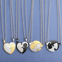 Load image into Gallery viewer, Couple heart necklace Cute Cartoon cat Pendant NecklaceSimple personality color black animal Necklace Jewelry Gift for girl boys