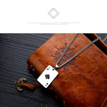 Carica l&#39;immagine nel visualizzatore di Gallery, JHSL Men Statement Poker Pendant Necklace Red Black Silver Color Stainless Steel Fashion Jewelry Gift