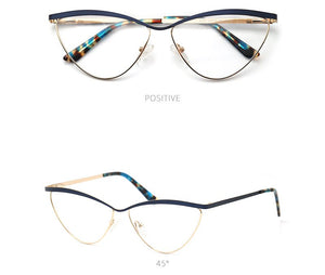 Cat Eye Metal Optical Prescription Glasses Frames For Women Fashion Ladies Fake Glasses Without Diopter Myopia Female Eyeglasses