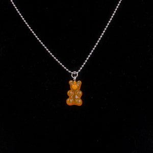 Fashion Multicolor Transparent Bear Necklace Cute Candy Color Resin Gummy Bear Pendant Necklace Women Jewelry