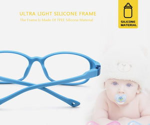 Square Unisex TR90 Flexible Ultralight Glasses Frame Kids Optical Clear Silicone Eyeglasses Boy Girls UV400