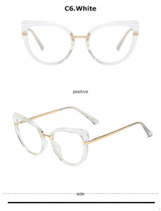 Cat Eye Anti Blue Light Optical Glasses Women Prescription Myopia Eyeglass Frame Ladies Clear Computer Glasses