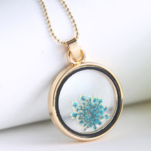 Load image into Gallery viewer, Popular Dried Flower Necklaces Korean Womens Long Gold Beads Chain Colorful Round Pendant  Jewelry For Girls