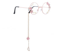 Carica l&#39;immagine nel visualizzatore di Gallery, Simpatico ciondolo con ala Sakura, occhiali da vista trasparenti, montatura per donne, ragazze rotonde, occhiali retrò gotici fatti a mano, in vetro Bowknot, Oculos Gafas