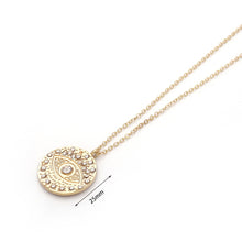 Load image into Gallery viewer, 2020 New Fashion Ladies Chic Gold Chain Colorful Rhinestone Filled Evil Eye Coin Necklaces For Women Bohemian Gold Necklaces