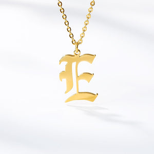 Old English Letter Initial Necklaces For Women Men Gold Silver Color Stainless Steel Chain Male Female Pendant Necklace Jewelry