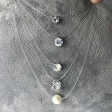 Carica l&#39;immagine nel visualizzatore di Gallery, New Personality Fashion Square Imitation Pearl Crystal Zircon Necklace Invisible Transparent Fishing Line Necklace Women