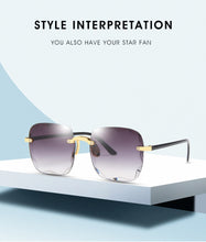 Carica l&#39;immagine nel visualizzatore di Gallery, Moda nuovo designer di marca occhiali da sole quadrati senza cornice moda donna metallo senza montatura lenti sfumate occhiali da sole femminili Oculos 2022 