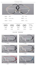 Load image into Gallery viewer, Women Titanium alloy Screwless Rimless Cat Eye Glasses Frame, Ultralight Frameless Optical Frames For Prescription Myopia F860