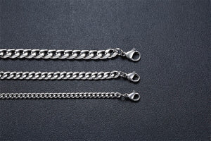 CUBAN LINK 3 TO 7 MM  STAINLESS STEEL NECKLACE FOR MEN CHOKER JEWELRY