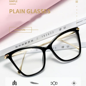 Cat Eye Glasses Frames Women Metal Goggles Transparent Glsses Frame For Female Big Frame Eyeglasses Clear Lens Eye Glasses