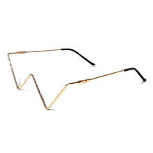 Load image into Gallery viewer, Luxury Fashion Diamond eyeglasses Alloy Frame for Women green and Red Pink Gem Lensless Chain Pendant Half Frame glasses