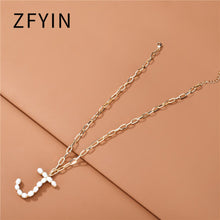 Carica l&#39;immagine nel visualizzatore di Gallery, ZFYIN 2020 New Trendy Jewelry Fresh Water Pearl Alphabet Letters Initials  Pendant Necklaces for Women