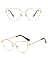 Load image into Gallery viewer, Peekaboo retro metal glasses frame cat eye female gold black clear lens triangle optical eyeglasses women&#39;s accessories