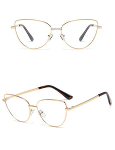 Peekaboo retro metal glasses frame cat eye female gold black clear lens triangle optical eyeglasses women's accessories