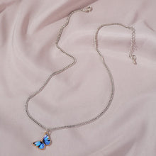 Carica l'immagine nel visualizzatore di Gallery, Korean Blue Gradient Butterfly Necklace for Women Girls Silver Color Rainbow Butterflies Pendant Choker Necklaces Jewelry Gift