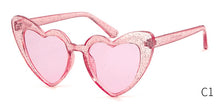 Load image into Gallery viewer, Trending Cat Eye Sunglasses Big Heart Popular Heart Sharp flash of light Glitter Pink Glasses High Quality Shades for Female