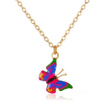 Carica l'immagine nel visualizzatore di Gallery, Korean Blue Gradient Butterfly Necklace for Women Girls Silver Color Rainbow Butterflies Pendant Choker Necklaces Jewelry Gift