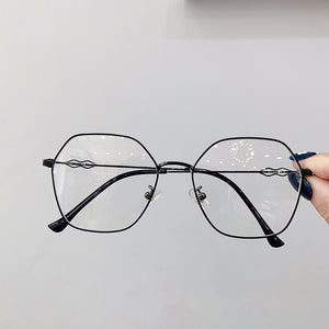 Clear Glasses Frames Women Retro Metal Polygon Eyeglasses Womens Gradient Pink Optical Frame Spectacles Hollow Design
