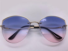 Load image into Gallery viewer, Oulylan Cat Eye Sunglasses Women Luxury Rimless Gradient Sun Glasses Clear Ocean Color Lenses Shades Ladies Sunglass UV400