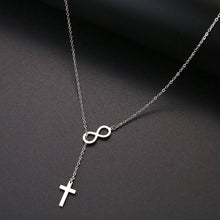 Load image into Gallery viewer, Long Pendant cross And Digital 8 Necklaces Pendants For Women  Simple Design Necklace Stylish Stainless Steel Jewelry