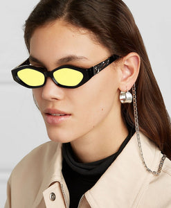 Retro Small Frame Polygon Cat Eyes Women Sunglasses Brand Designer Fashion Cheetah Decoration Ladies Sun Glasses UV400
