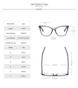 2022 Fashion Cat Eye Glasses Frame for Women Optical Retro eyeglasses frames Myopia Prescription anti blue ray glasses eyewear