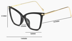 Sexy Red Eyeglasses Frame Women Cat Eye Glasses Clear Lens Sunglasses Frame Fashion Spectacles Oversized Eyewear Metal Legs