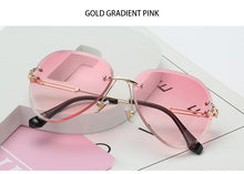 Load image into Gallery viewer, 2022 New Brand Designer Rimless Pilot Sunglasses Women Men Retro Dimond Cutting Lens Gradient Sun Glasses For Female UV400