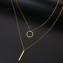 Load image into Gallery viewer, Women Double Round Geometric Pendant Necklace Stainless Steel Gold and Silver Color Jewelry Gift