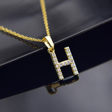 Carica l&#39;immagine nel visualizzatore di Gallery, Cubic Zircon Alphabet Pendants Gold Silver Color Copper Mini A-Z Letter Pendant Necklace Shinning 26 Initial Collares Jewelry