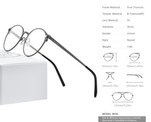 Load image into Gallery viewer, Pure Titanium Glasses Frame Women Retro Round Prescription Eyeglasses  New Men Antiskid Optical Screwless Eyewear