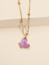 Carica l'immagine nel visualizzatore di Gallery, Korean Blue Gradient Butterfly Necklace for Women Girls Silver Color Rainbow Butterflies Pendant Choker Necklaces Jewelry Gift