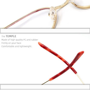 Optical Anti Blue Light Glasses Frames Women Prescription Glass Myopia Cat Eye Metal Fake Round Glasses Women's Eyewear UV400