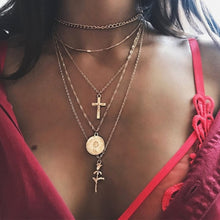 Load image into Gallery viewer, Multi Layered Necklace for Women Vintage Portrait Coin Star Moon Pendant Necklace Geometric Collier Collares