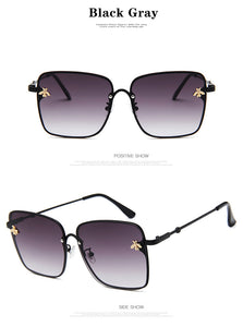 Square Bee Sunglasses Women Men Retro Brand designer Metal Frame Oversized Sun Glasses Female Grandient Shades Oculos
