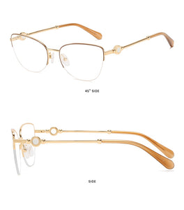 Semi Rimless Cat Eye Myopia Glasses Frame Women Optical Prescription Eyeglasses Frame Ladies Retro Luxury Brand Spectacles Frame