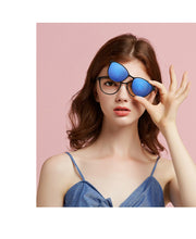 Load image into Gallery viewer, clip on Cat Eye Eyewear Frames Women frame  3in1 memory core inside Polarized Magnet Clip sunglasses  women magnet frame Myopia